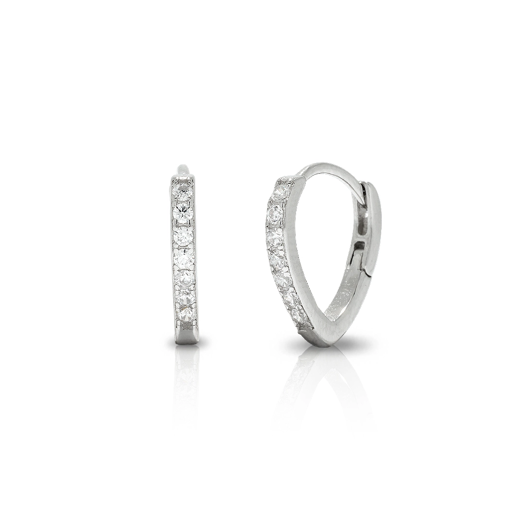 Brinco Blend Collection Prata 925 Clic V com Zircônias Cristal G