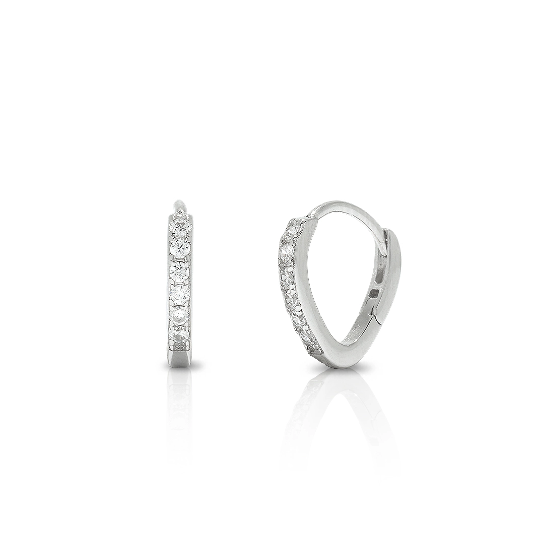 Brinco Blend Collection Prata 925 Clic V com Zircônias Cristal M