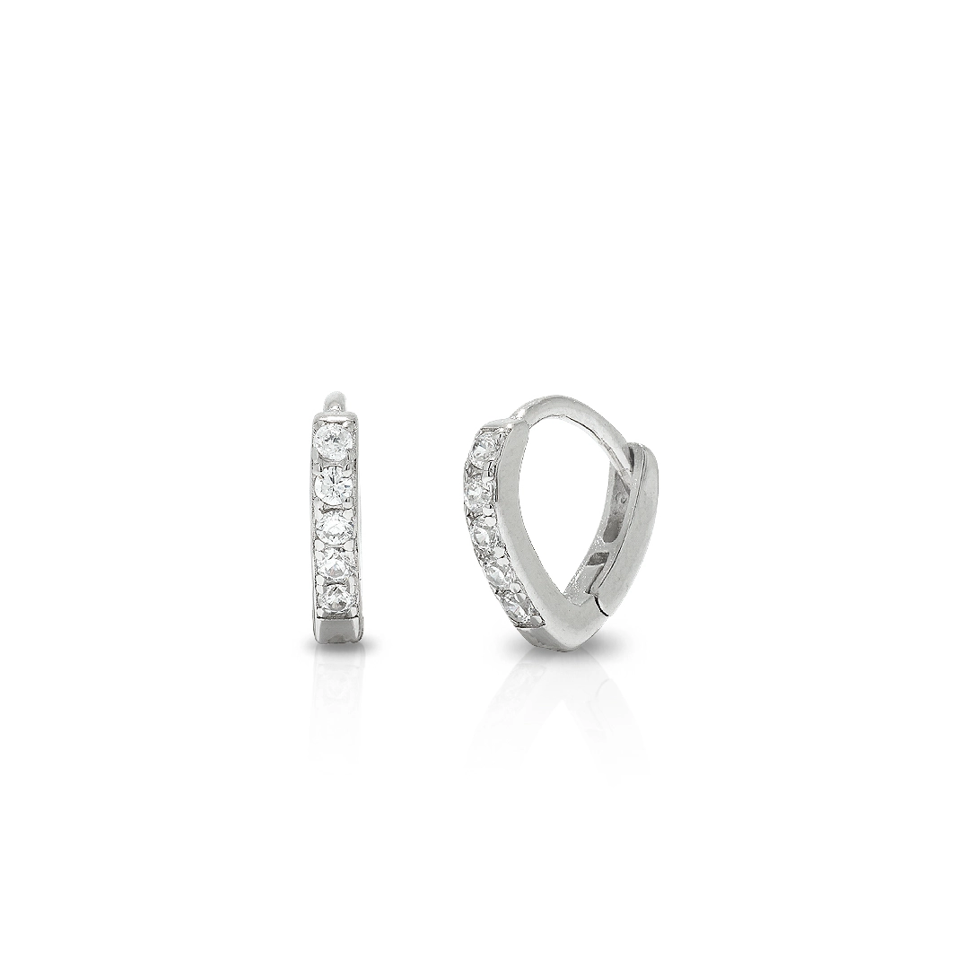 Brinco Blend Collection Prata 925 Clic V com Zircônias Cristal P