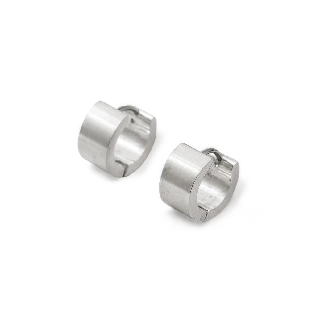 Brinco de Aço Argola Clic com Acabamento Fosco