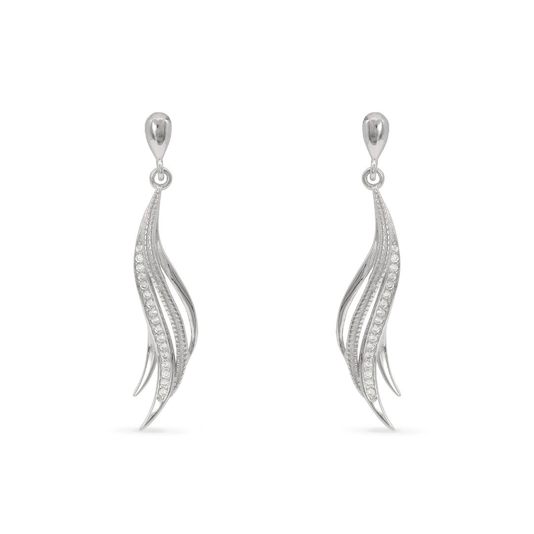 Brinco de Prata Balanço com Zircônia Cristal