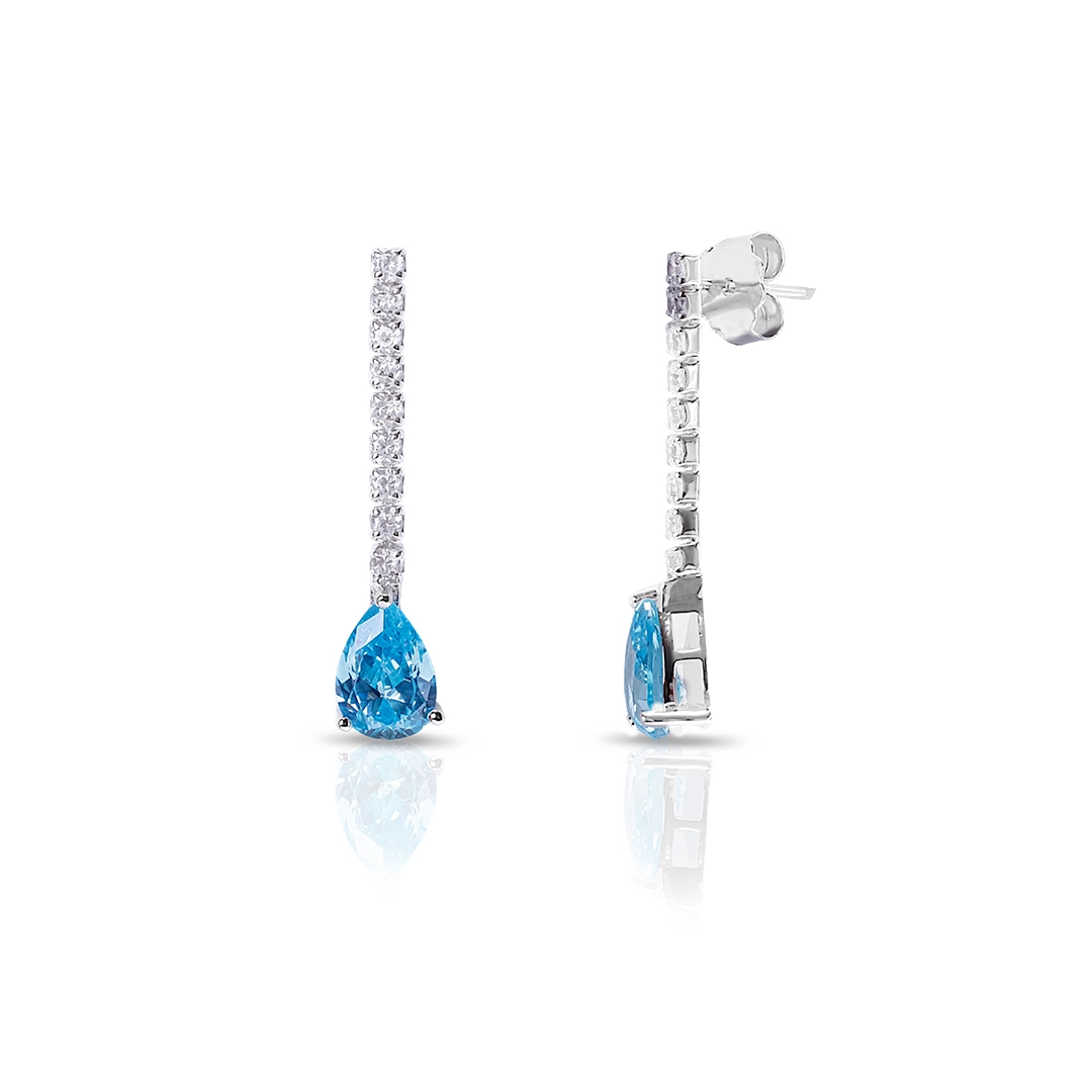 Brinco de Prata Blend Collection com Zircônias Cristal e Gota em Zircônia Topázio