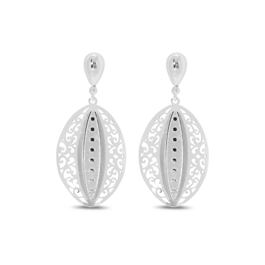Brinco de Prata Leve Balanço Oval 