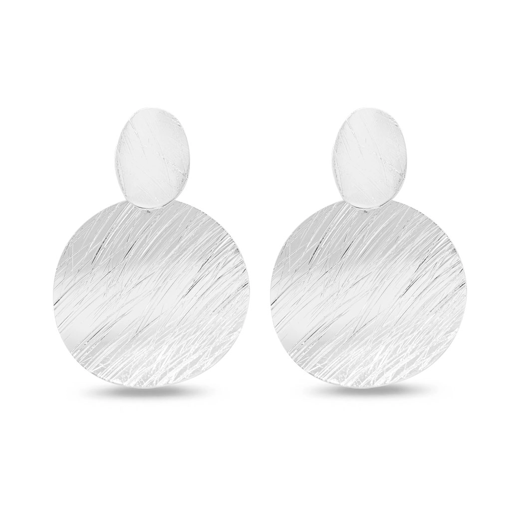 Brinco de Prata Leve Chapa Fosca Redonda e Oval