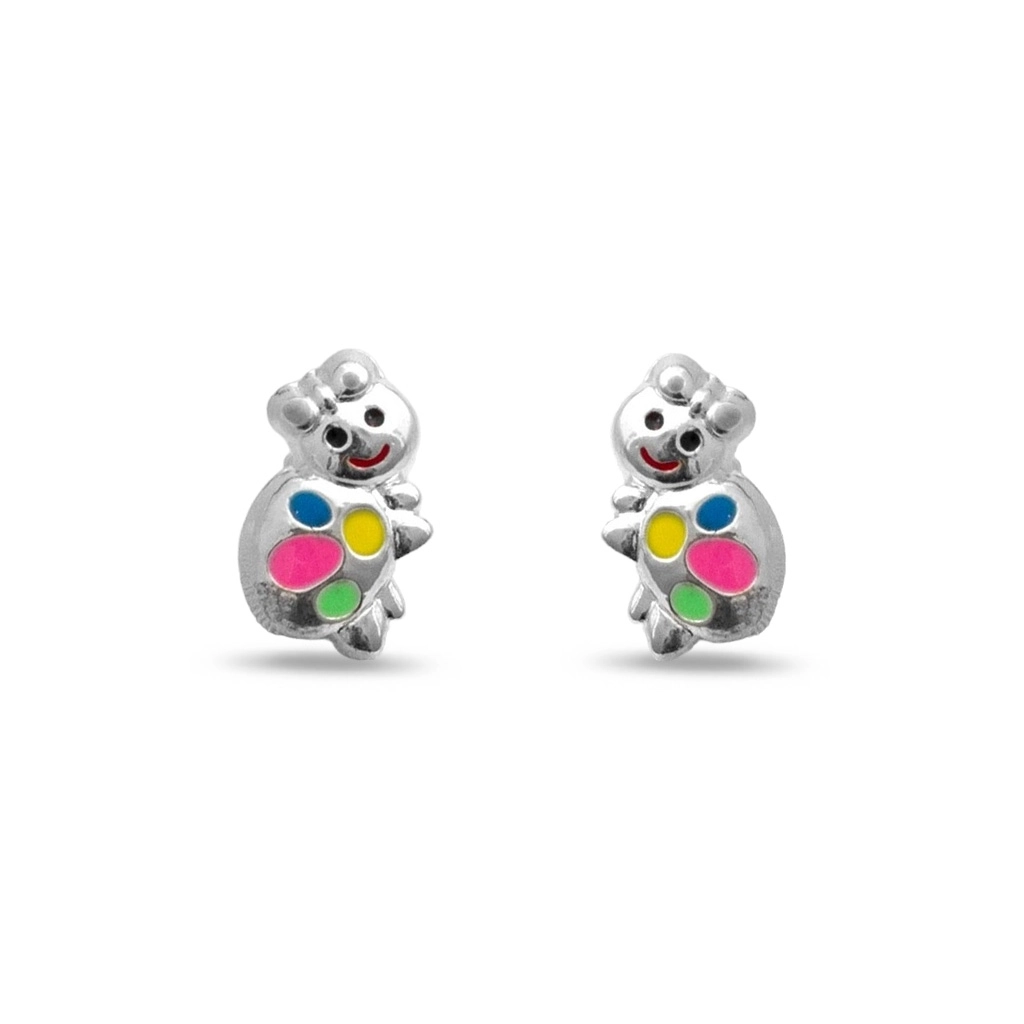 Brinco de Prata Leve Infantil Tartaruga Esmaltada
