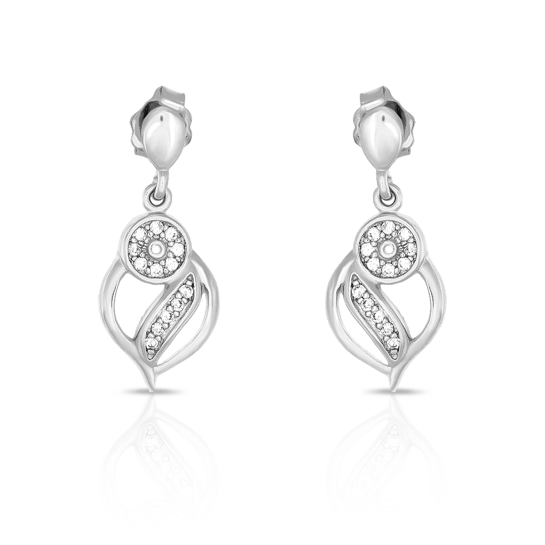 Brinco de Prata Trabalhado Com Zircônia Cristal