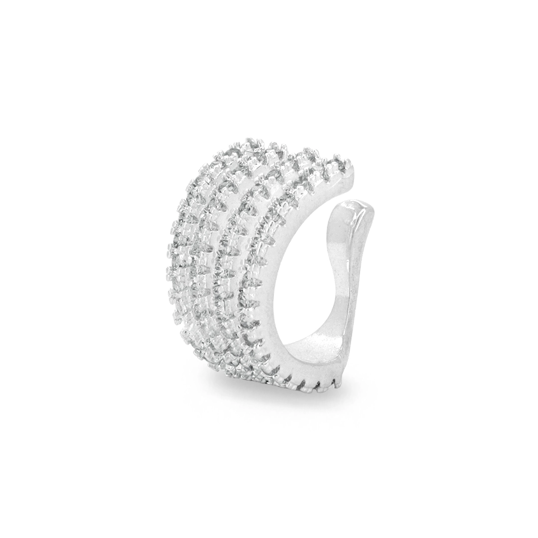 Brinco Ear Cuff De Prata Leve Com Zircônias Cristal