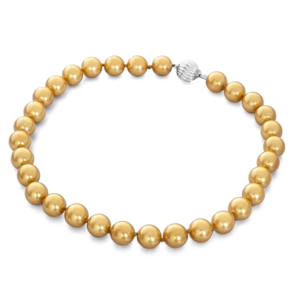 Colar de Pérola Shell Dourado 10 mm