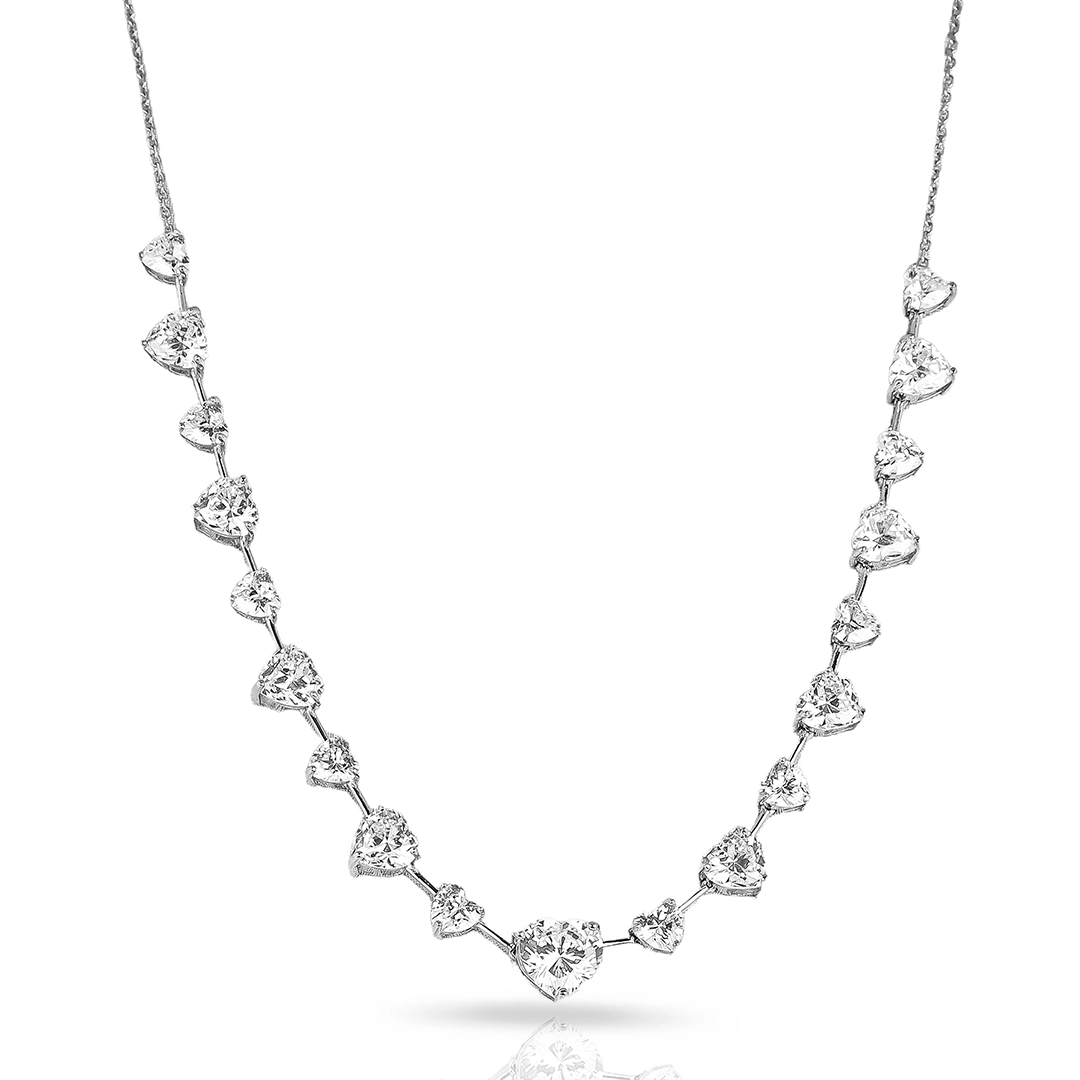Colar de Prata Blend Collection Corações em Zircônias Cristal 