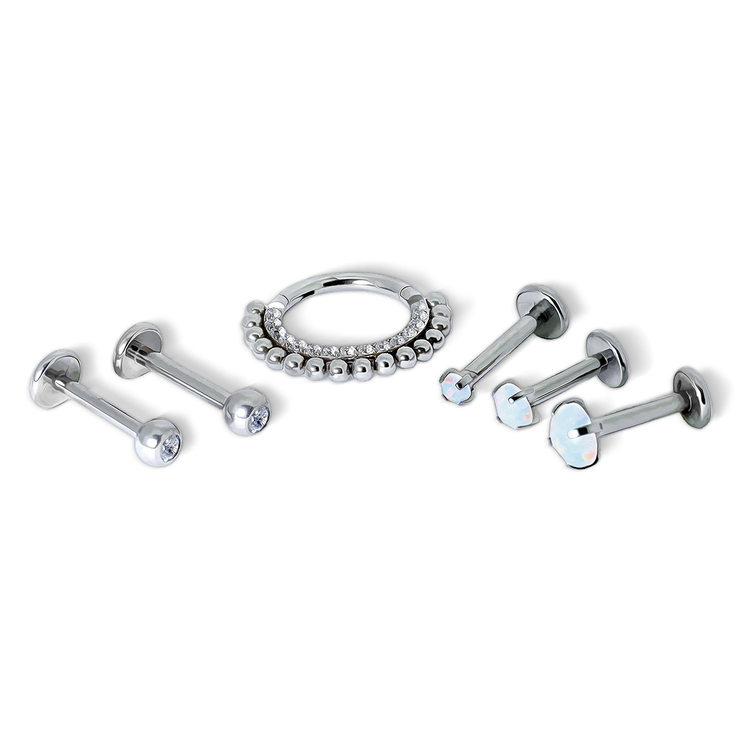 Composição de Piercings em Titanium para Helix, Daith e Lóbulos