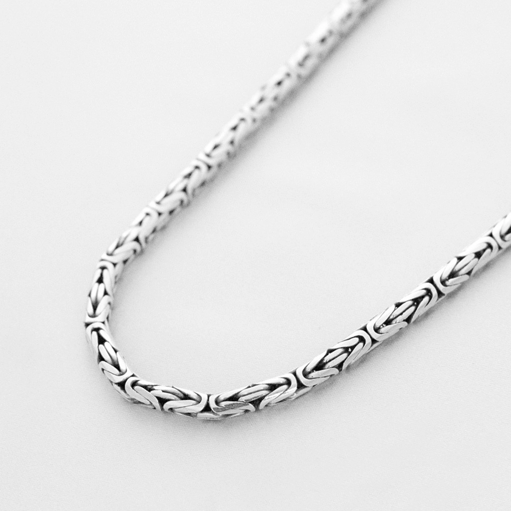 Cordão de Prata Estilo Bali com Ponto Peruano 45 cm