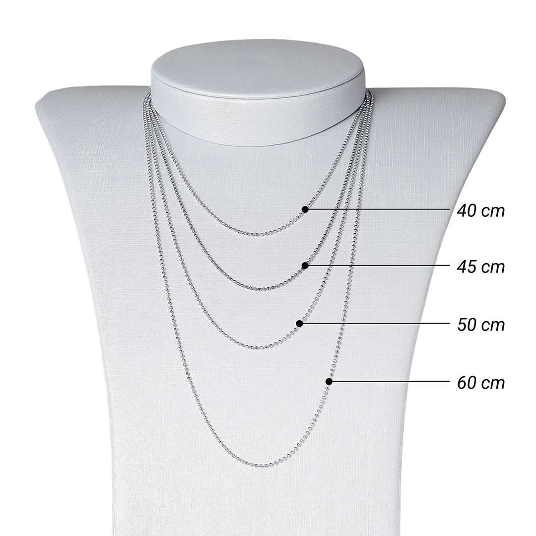 Corrente de Prata Canutilho com Bolinha 40 cm