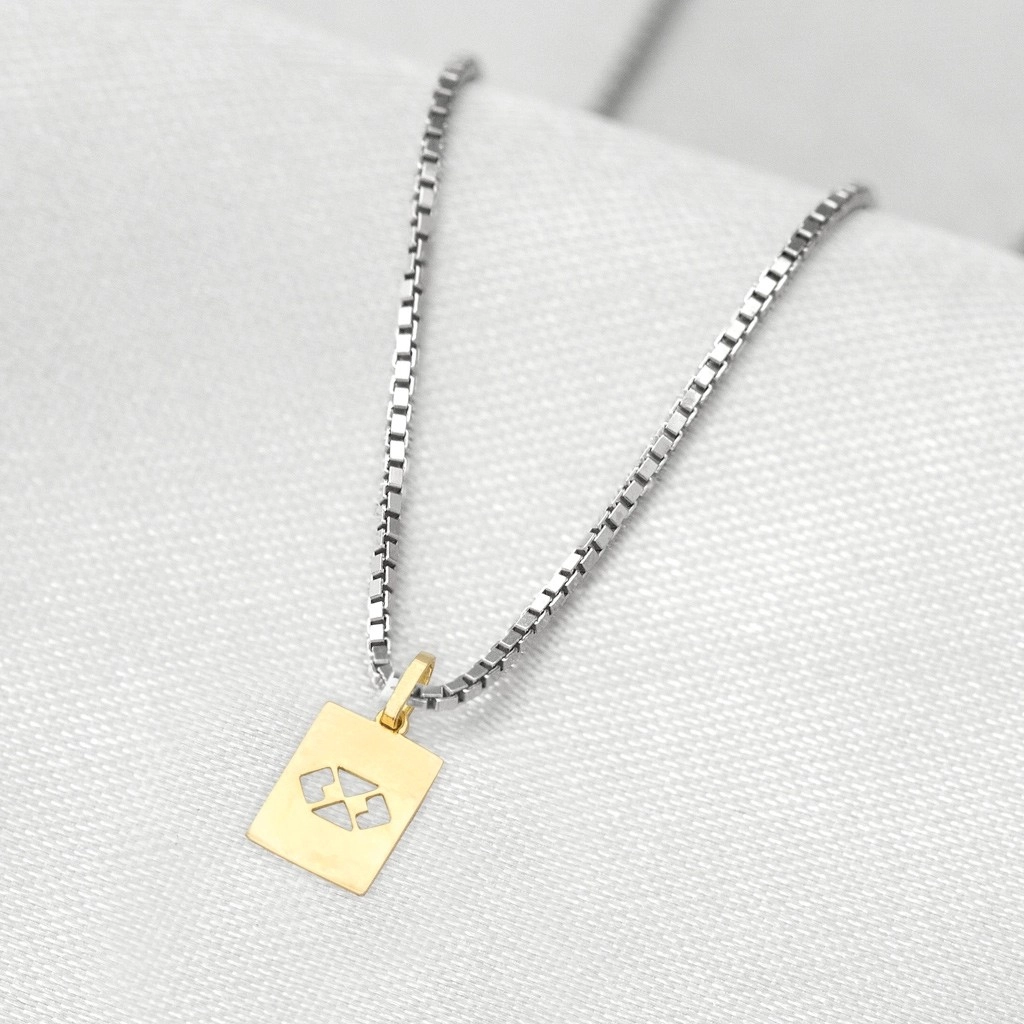 Corrente de Prata com Pingente de Formatura em Ouro 18k Profissão Administração P