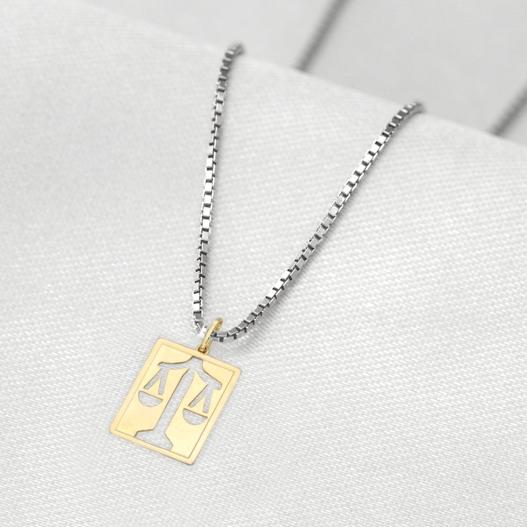 Corrente de Prata com Pingente de Formatura em Ouro 18k Profissão Direito