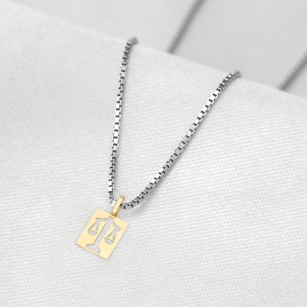 Corrente de Prata com Pingente de Formatura em Ouro 18k Profissão Direito P