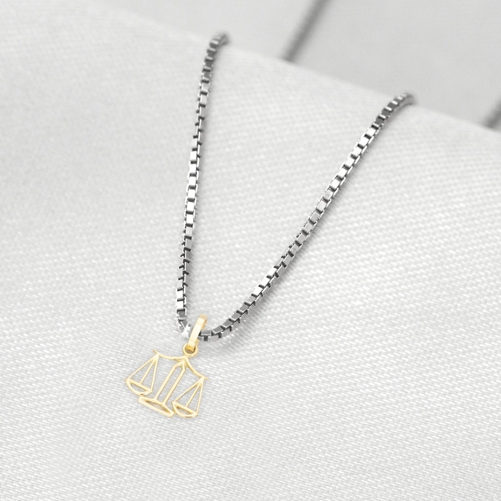 Corrente de Prata com Pingente de Formatura em Ouro 18k Profissão Direito P