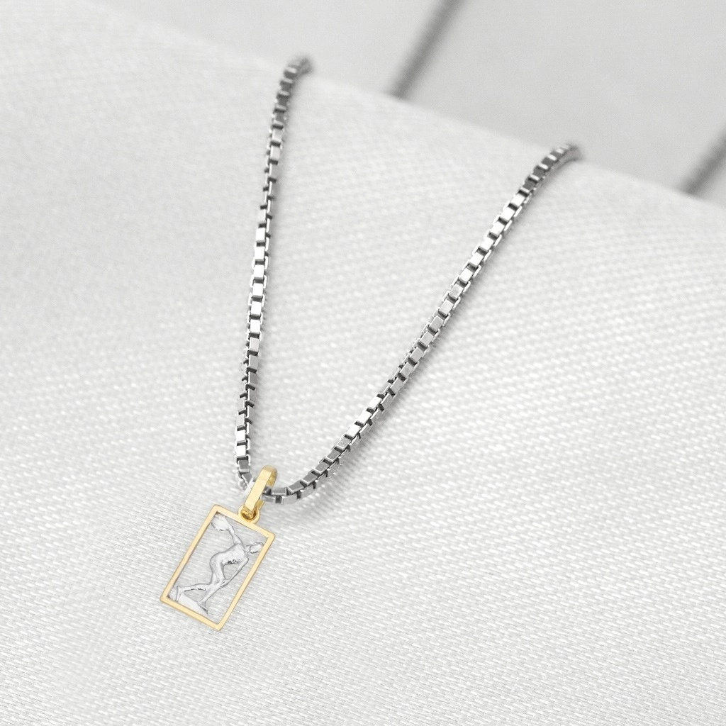 Corrente de Prata com Pingente de Formatura em Ouro 18k Profissão Educação Física P