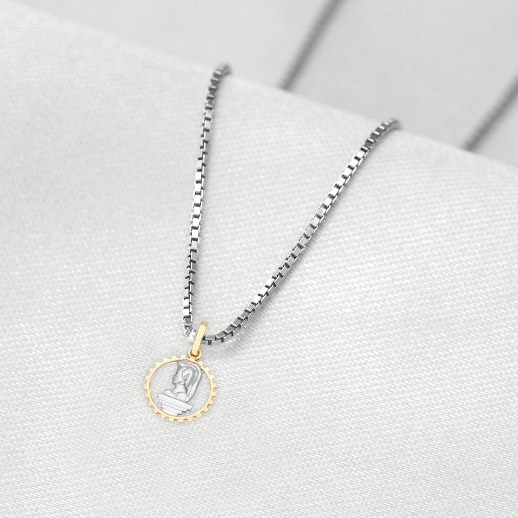 Corrente de Prata com Pingente de Formatura em Ouro 18k Profissão Engenharia P