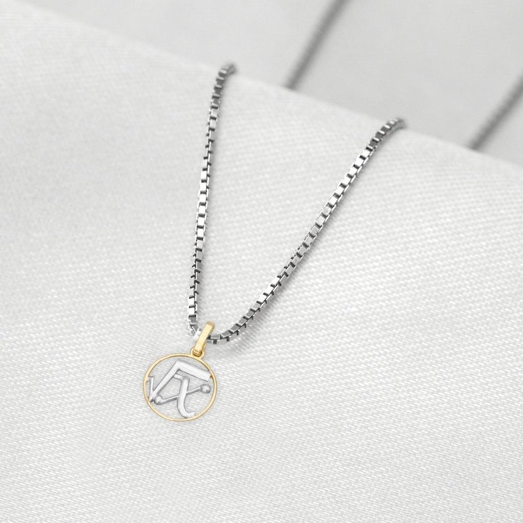 Corrente de Prata com Pingente de Formatura em Ouro 18k Profissão Matemática P