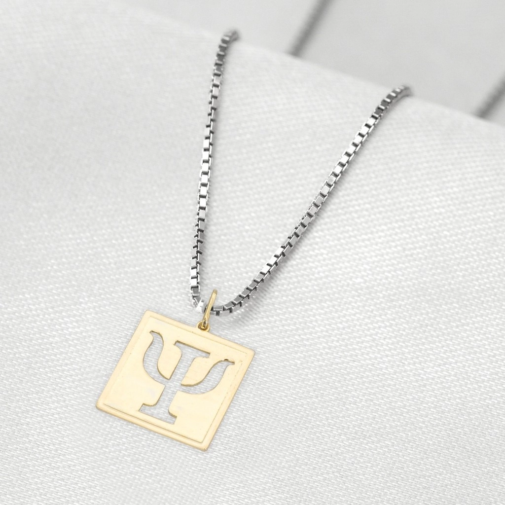 Corrente de Prata com Pingente de Formatura em Ouro 18k Profissão Psicologia