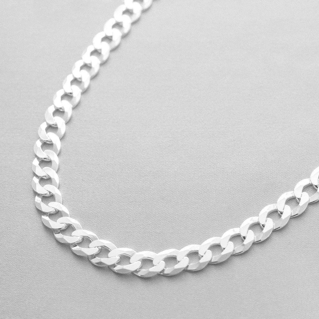 Corrente de Prata Linha Italiana Gourmette Flat 45 cm