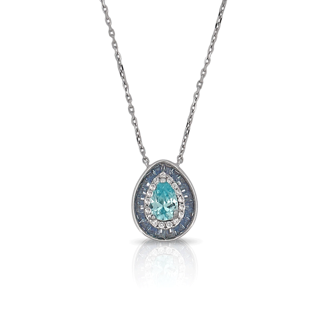Gargantilha de Prata Blend Collection Gota com Zircônias Topázio e Cristal