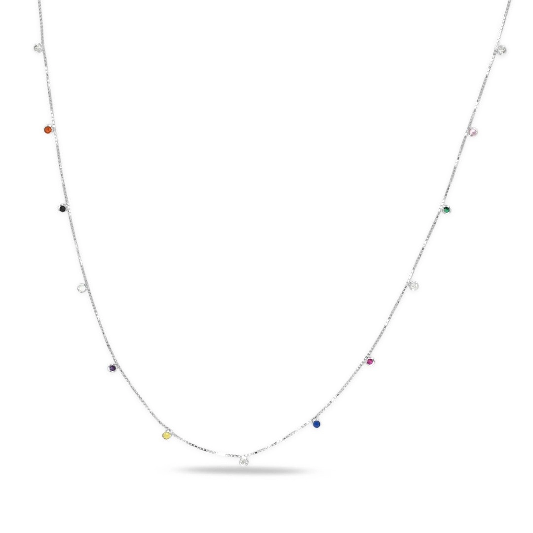Gargantilha de Prata com Zircônias Coloridas
