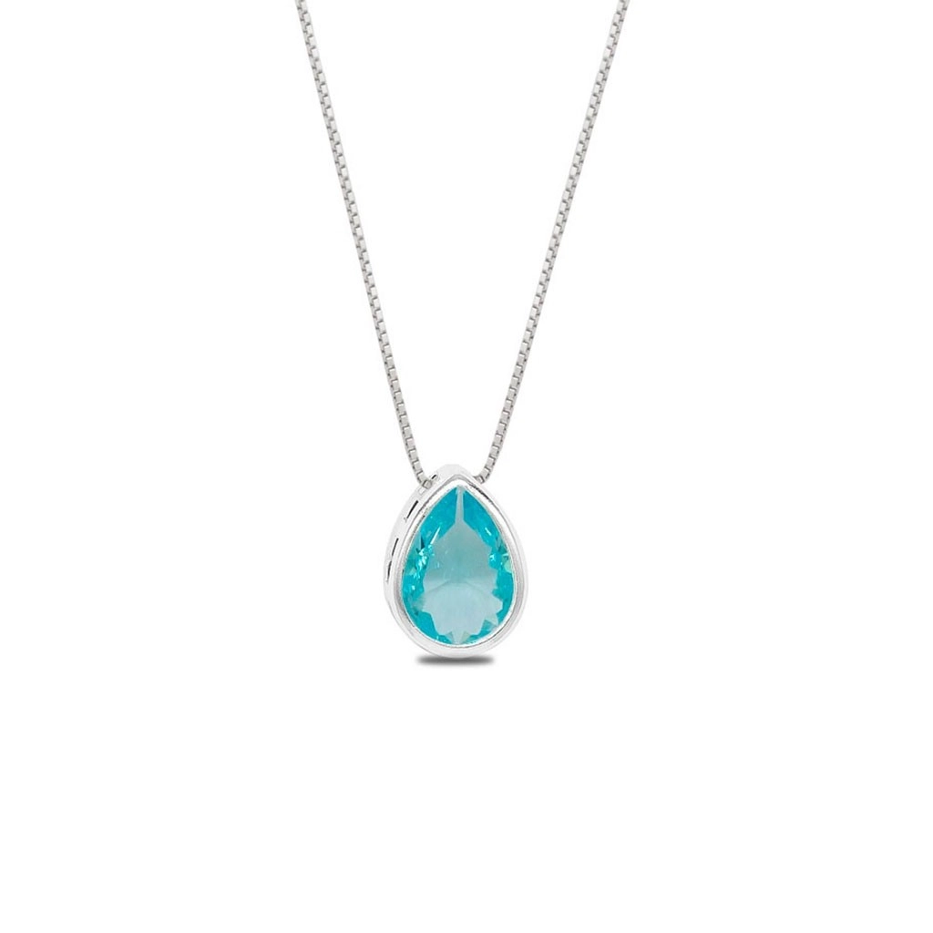 Gargantilha de Prata Leve com Gota de Zircônia Topázio G