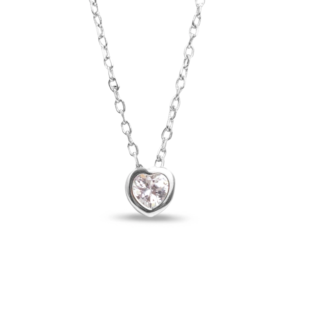 Gargantilha de Prata Ponto Luz Coração com Zircônia Cristal