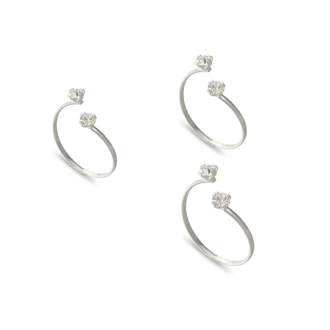 Kit de Anéis de Prata Ponto Luz com Zircônia Cristal