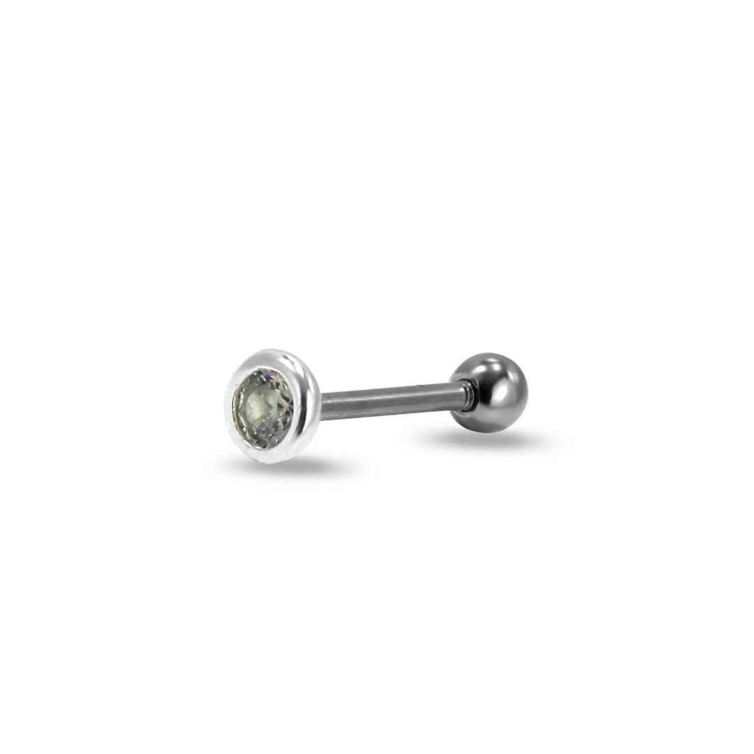 Piercing de Aço e Prata com Zircônia Cristal