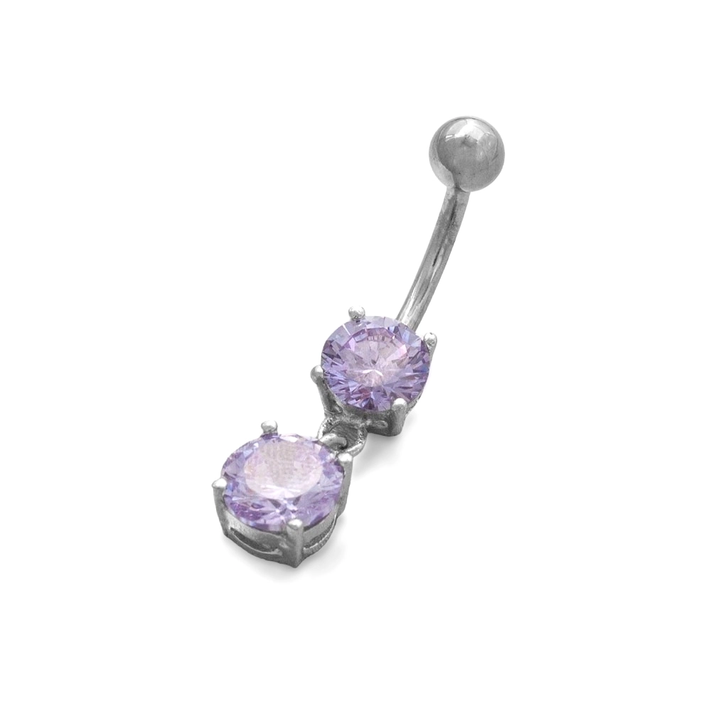 Piercing de Aço e Prata com Zircônia Lavanda Dupla