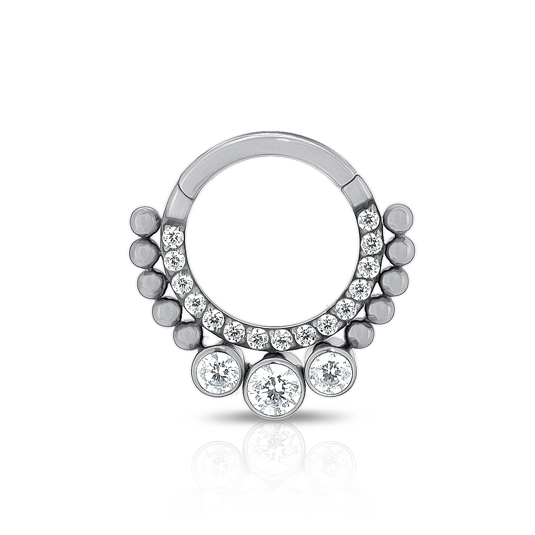 Piercing De Titanium Argola Com Zircônias Cristal e Esferas