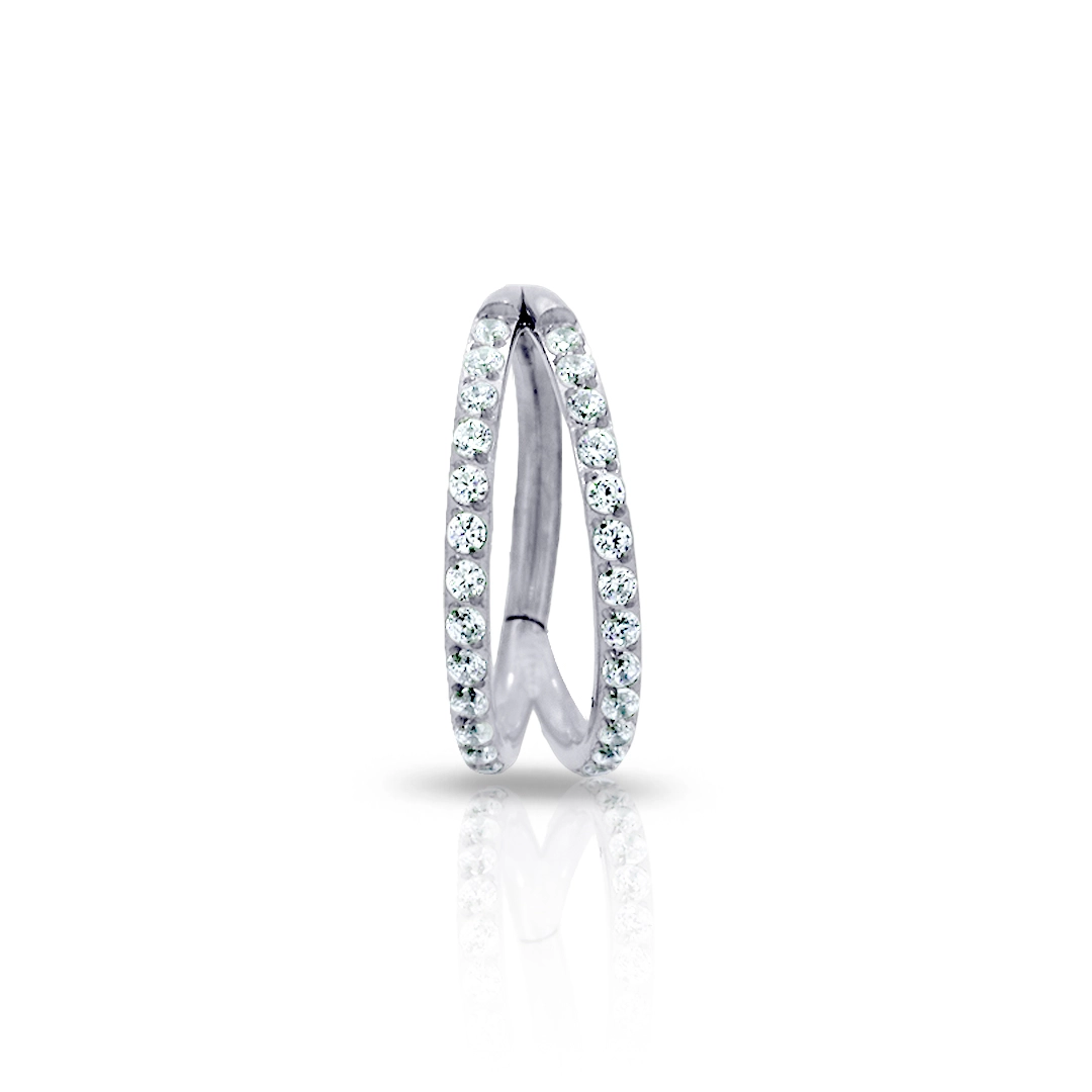 Piercing De Titanium Argola Dupla Com Zircônias Cristal