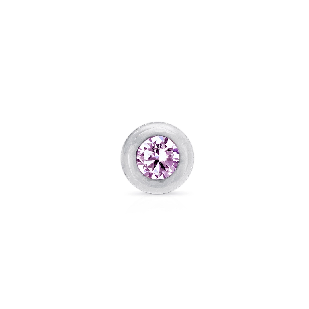 Piercing De Titanium Com Zircônia Rosa