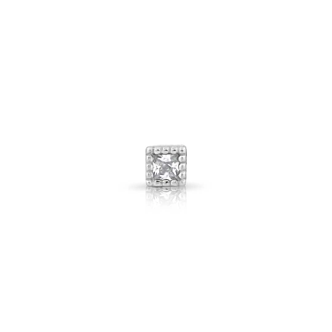 Piercing em Prata Com Zircônia Cristal Quadrada