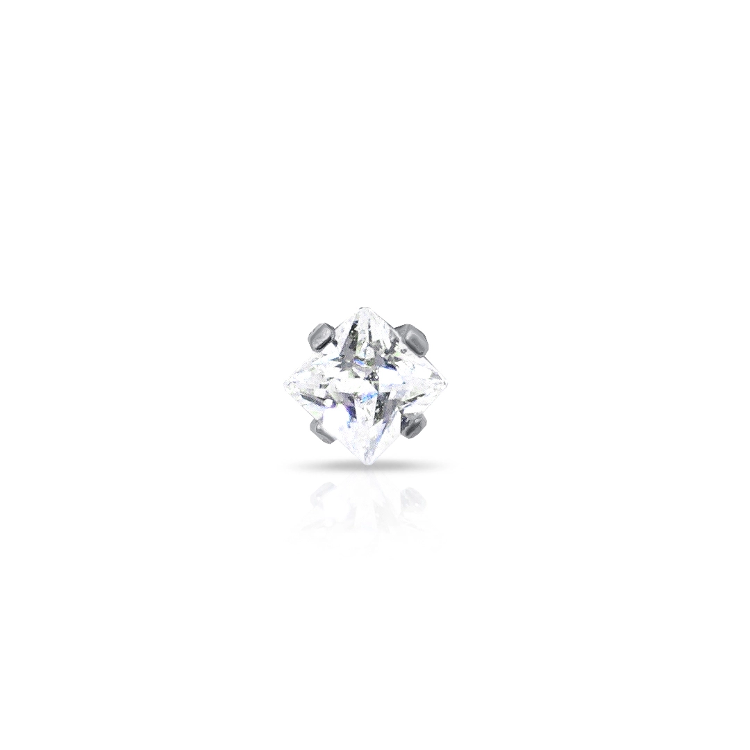 Piercing De Titanium Com Zircônia Cristal Quadrada