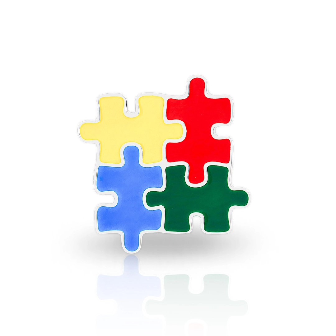 Pin de Prata Leve com Quebra-cabeça do Autismo