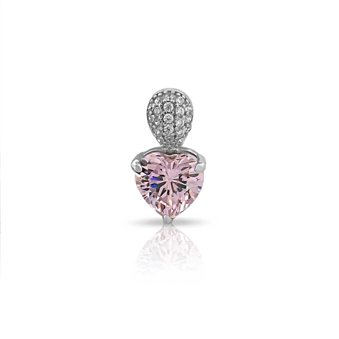 Pingente Blend Collection de Prata 925 Coração com Zircônia Rosa