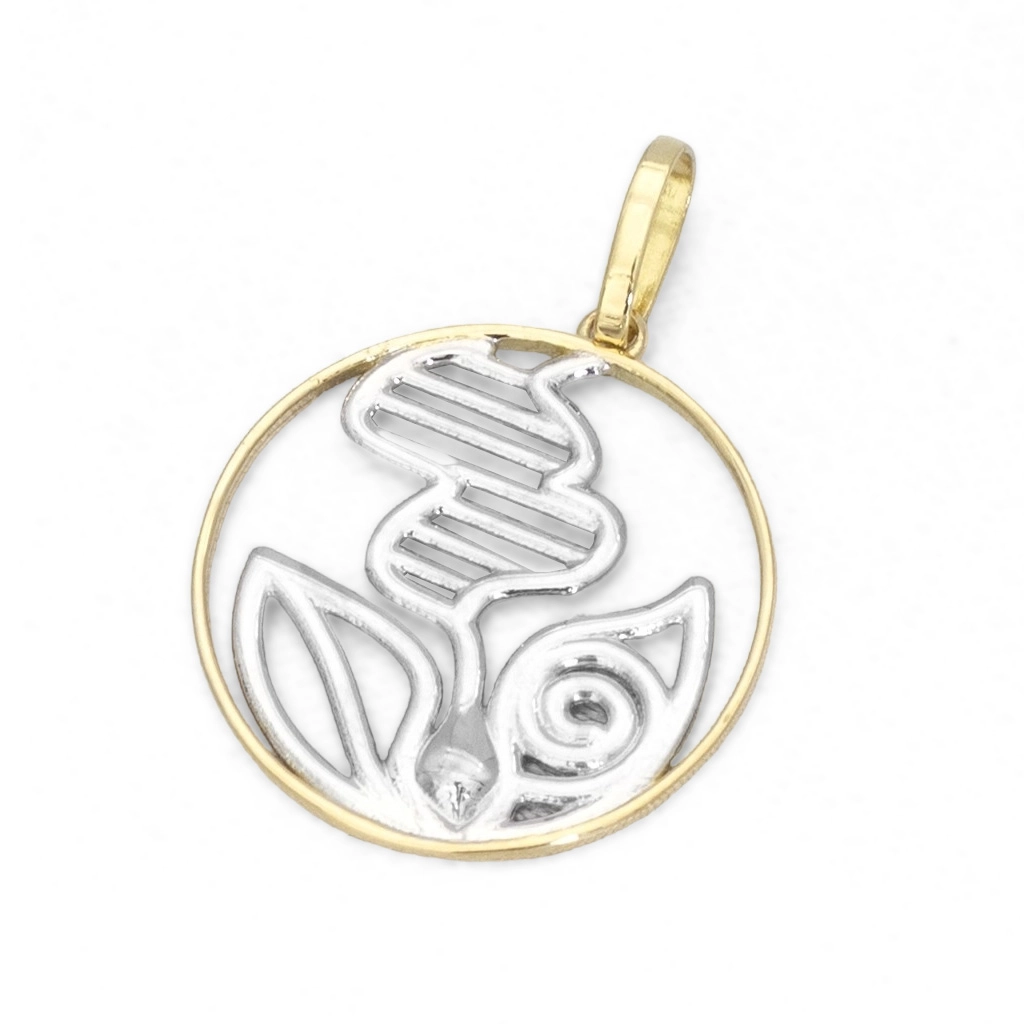 Pingente de Formatura Profissão Biologia em Ouro Amarelo e Ouro Branco 18K