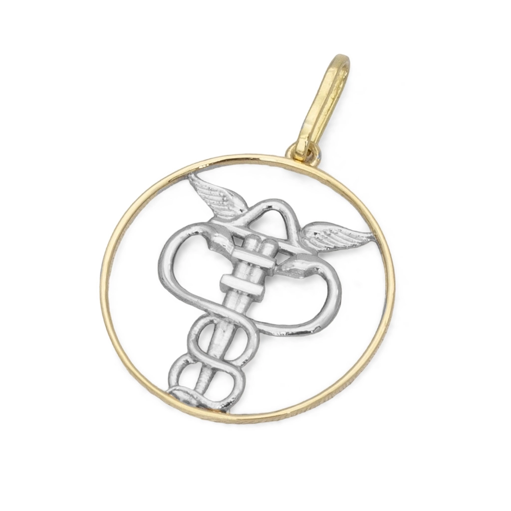 Pingente de Formatura Profissão Ciências Contábeis em Ouro Amarelo e Ouro Branco 18K