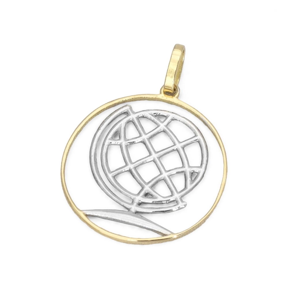 Pingente de Formatura Profissão Geografia em Ouro Amarelo e Ouro Branco 18K