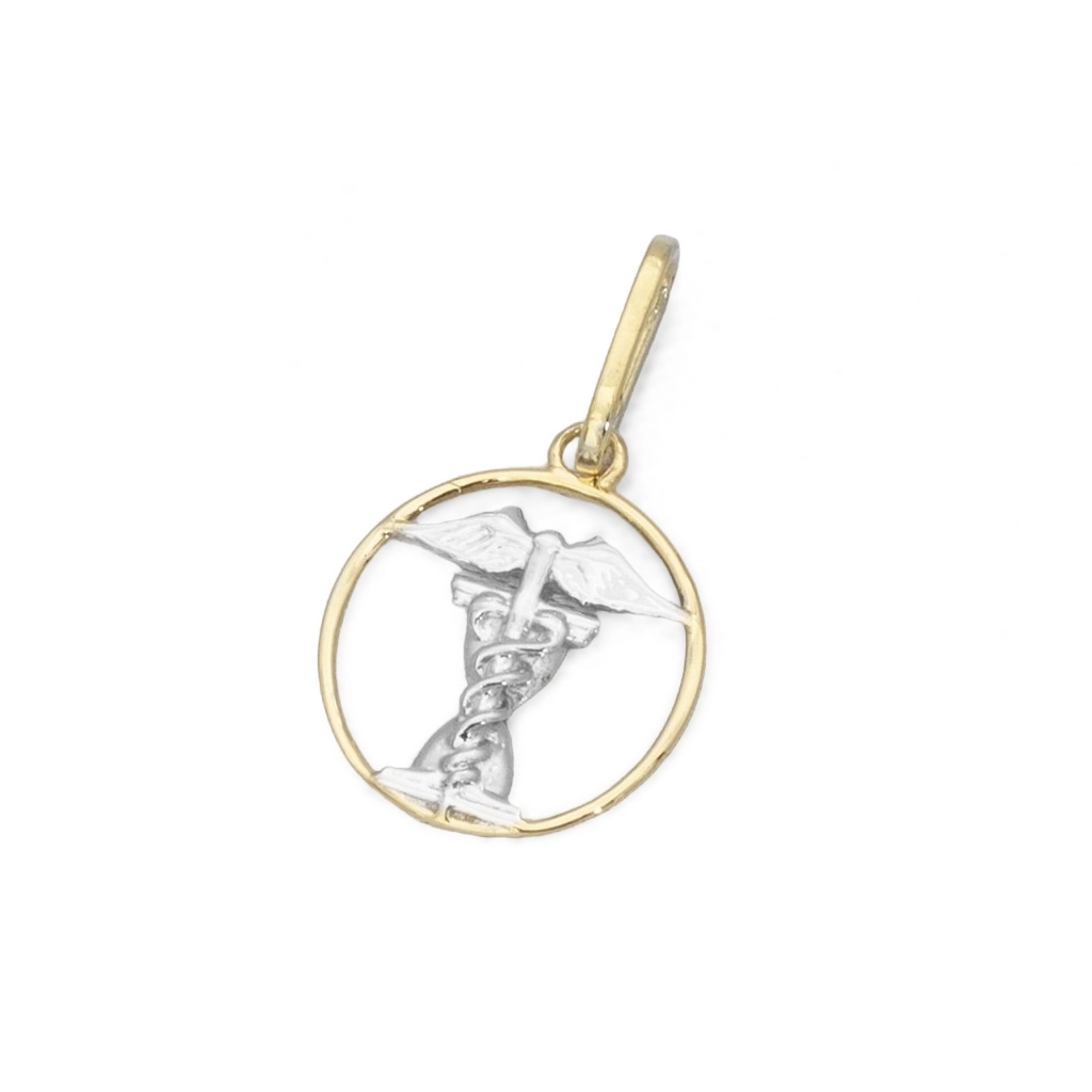 Pingente de Formatura Profissão História em Ouro Amarelo e Ouro Branco 18K P
