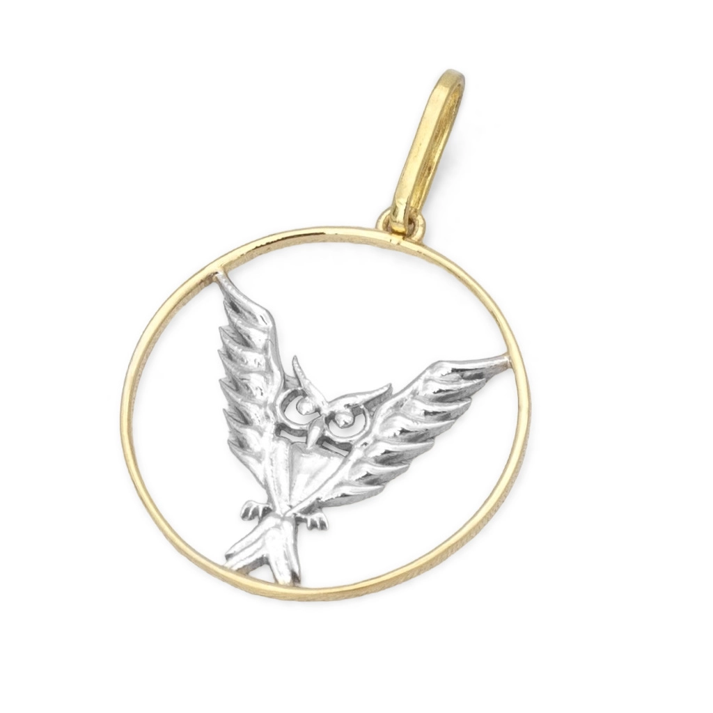 Pingente de Formatura Profissão Pedagogia em Ouro Amarelo e Ouro Branco 18K