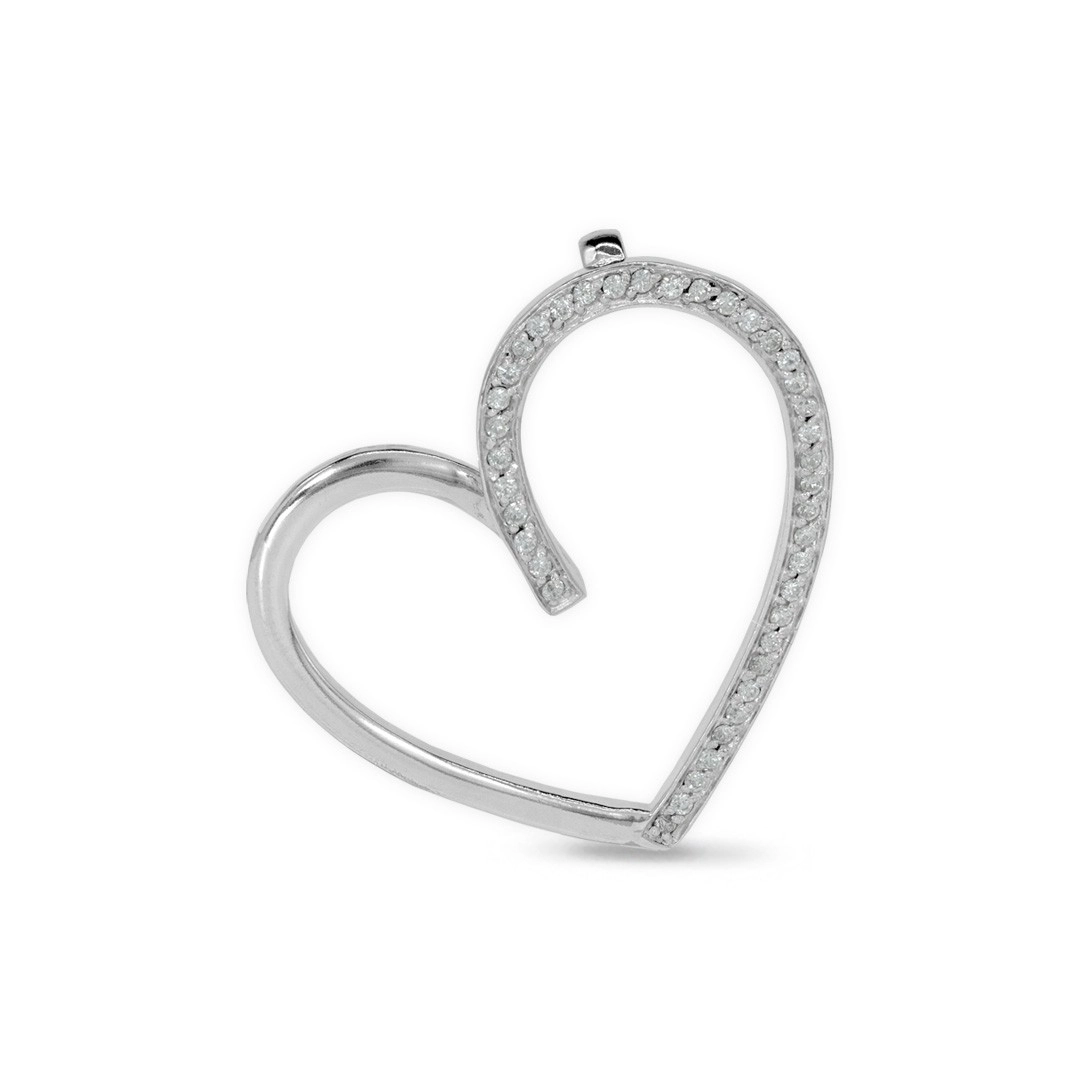 Pingente de Prata Coração com Zircônia Cristal