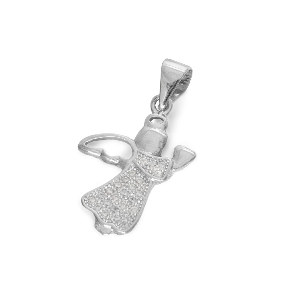 Pingente de Prata Encanto Anjo com Zircônia Cristal