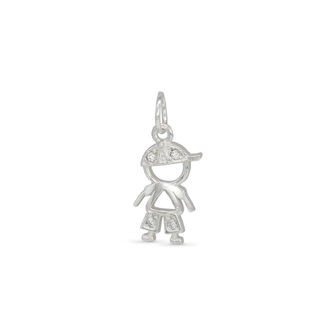 Pingente de Prata Menino com Zircônia Cristal