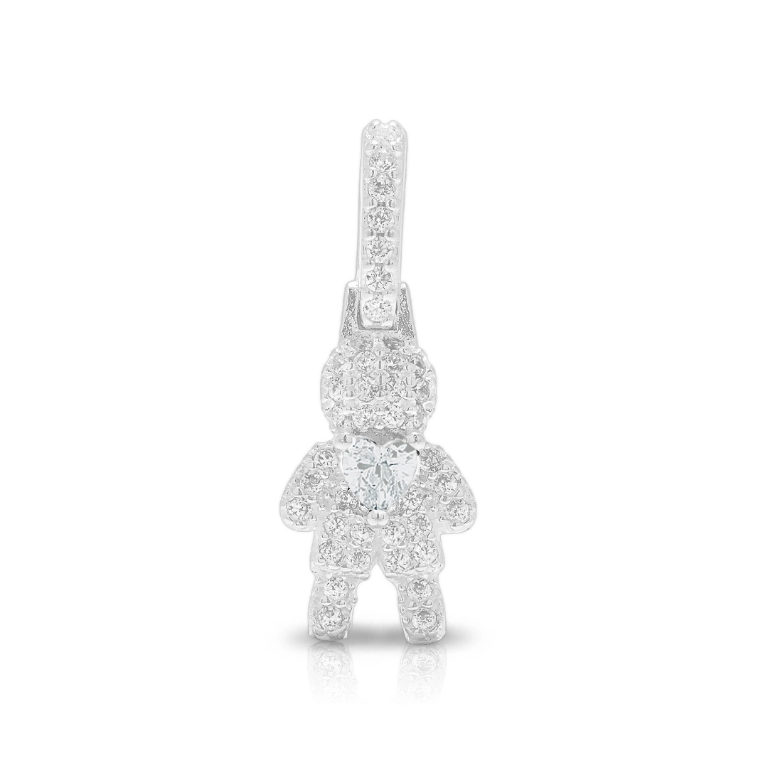 Pingente de Prata Menino Com Zircônias Cristal