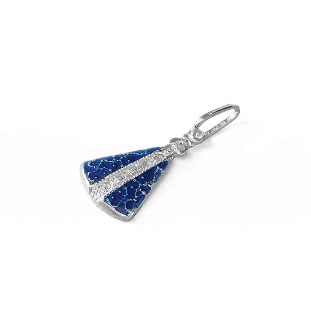 Pingente De Prata Nossa Senhora Aparecida com Manto Azul 