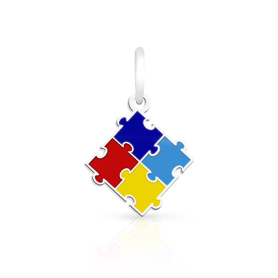 Pingente de Prata Quebra-cabeça do Autismo